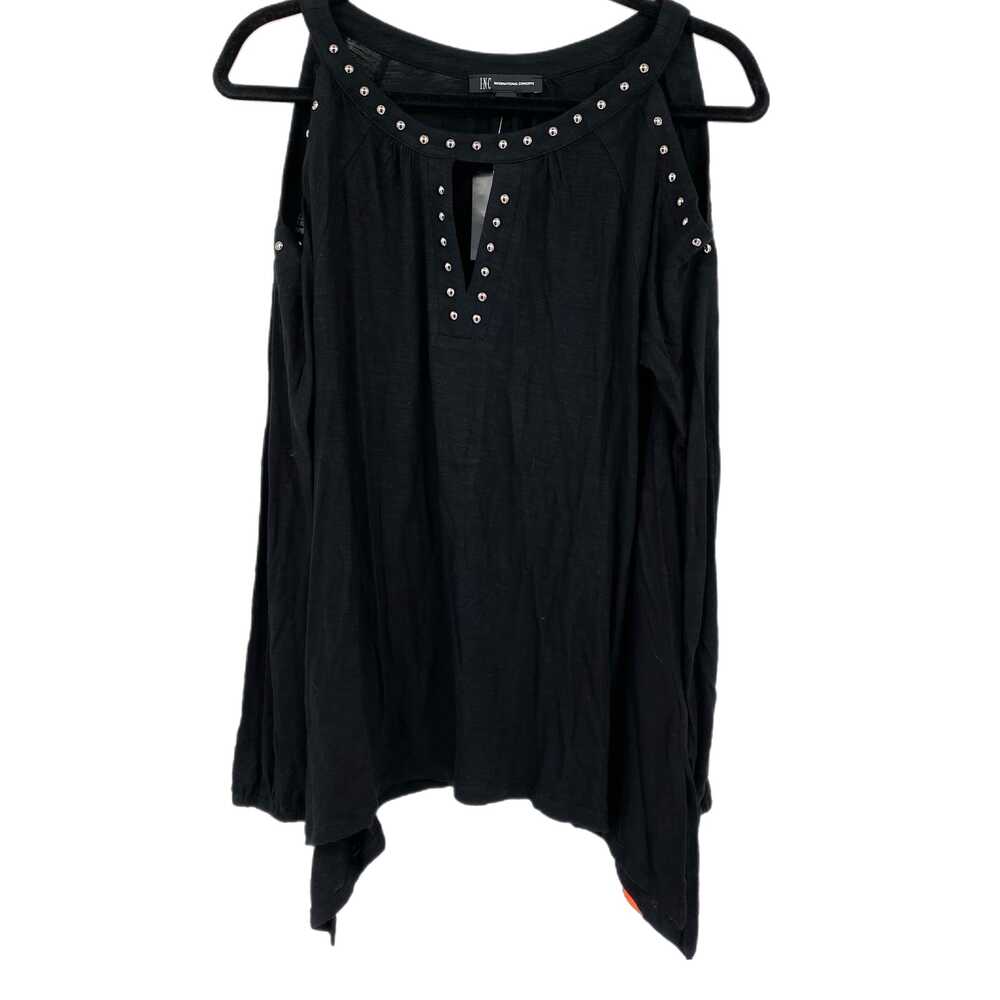 INC International Concepts Black Tunic V-Neck Long Sleeve Pullover | Womens S